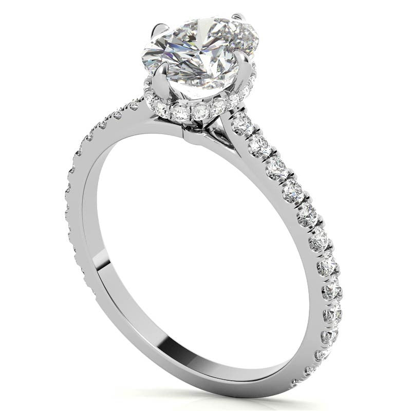NESW-Oriented Oval Moissanite Engagement Ring