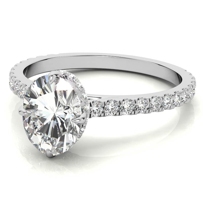 NESW-Oriented Oval Moissanite Engagement Ring