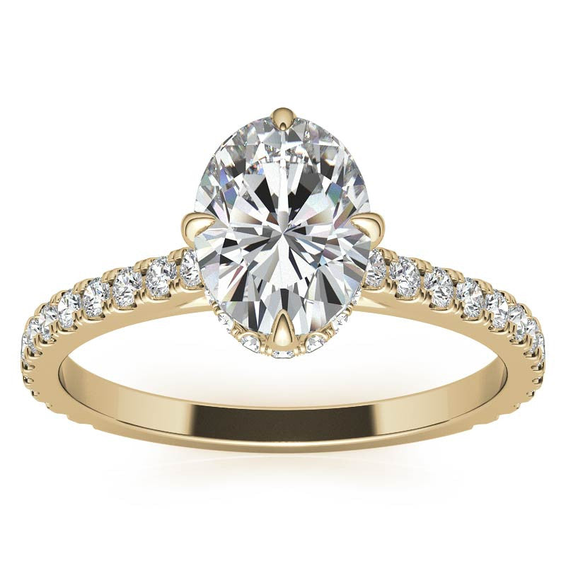 NESW-Oriented Oval Moissanite Engagement Ring