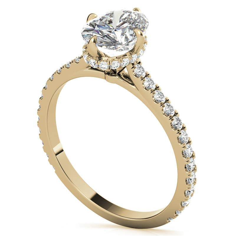 NESW-Oriented Oval Moissanite Engagement Ring