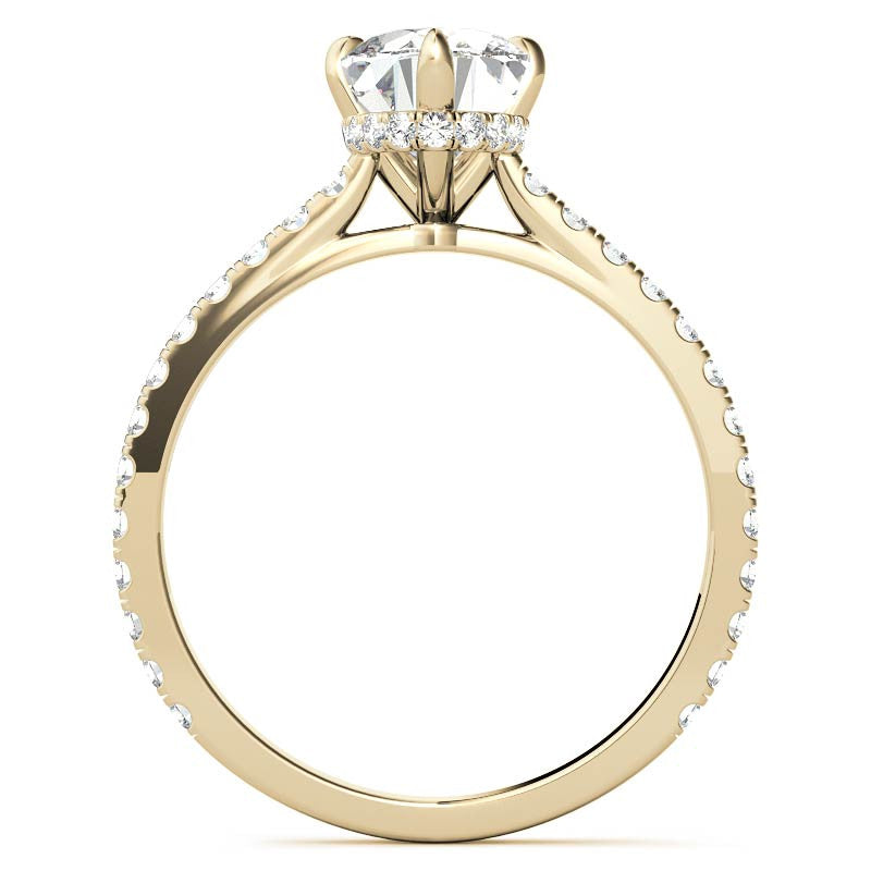 NESW-Oriented Oval Moissanite Engagement Ring