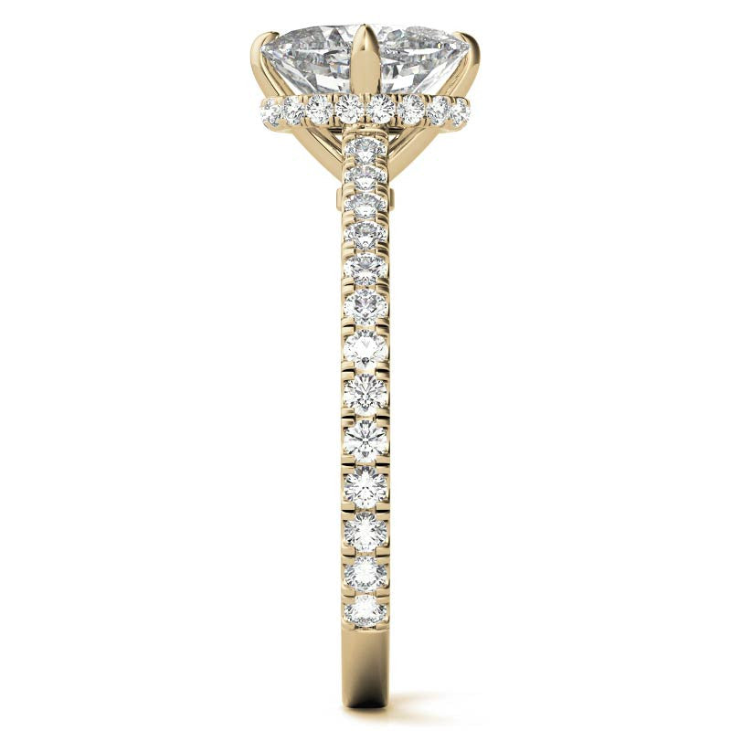 NESW-Oriented Oval Moissanite Engagement Ring