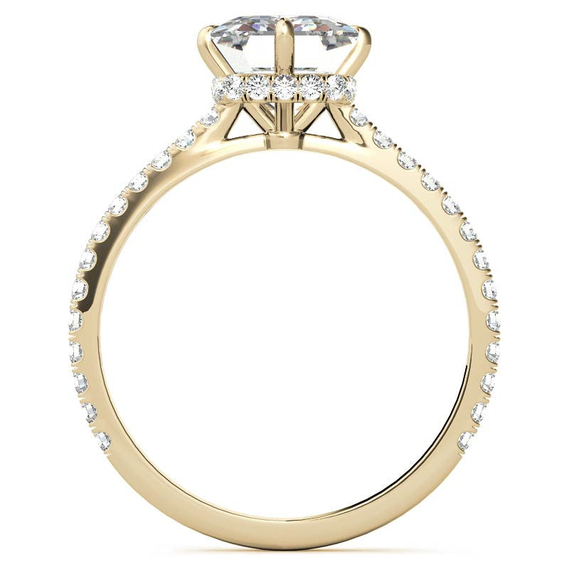 NESW-Oriented Emerald / Radiant Moissanite Engagement Ring