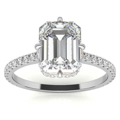 NESW-Oriented Emerald / Radiant Moissanite Engagement Ring