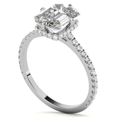 NESW-Oriented Emerald / Radiant Moissanite Engagement Ring