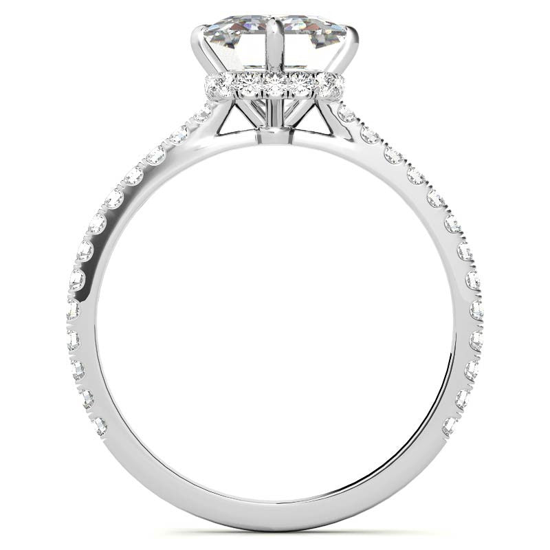 NESW-Oriented Emerald / Radiant Moissanite Engagement Ring