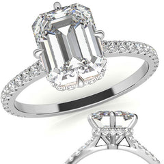 NESW-Oriented Emerald / Radiant Moissanite Engagement Ring