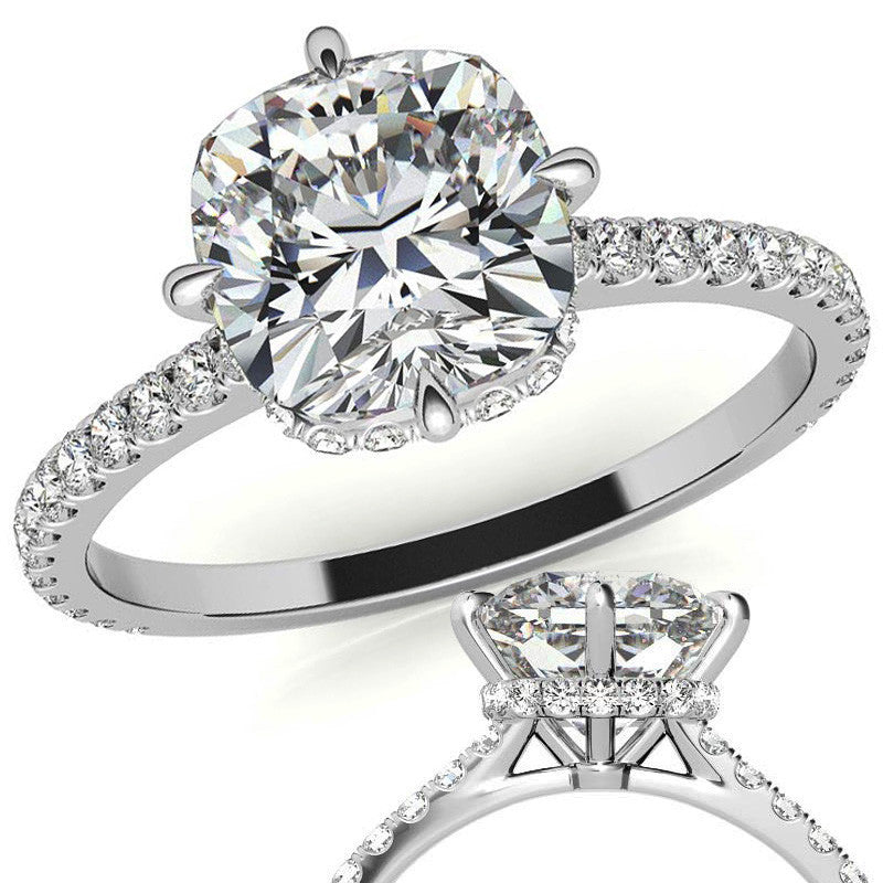 NESW-Oriented Cushion Moissanite Engagement Ring