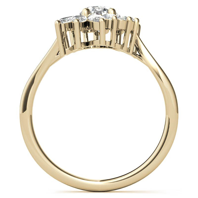 Oval Engagement Ring with Marquise & Round Halo