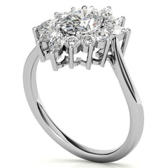 Oval Engagement Ring with Marquise & Round Halo