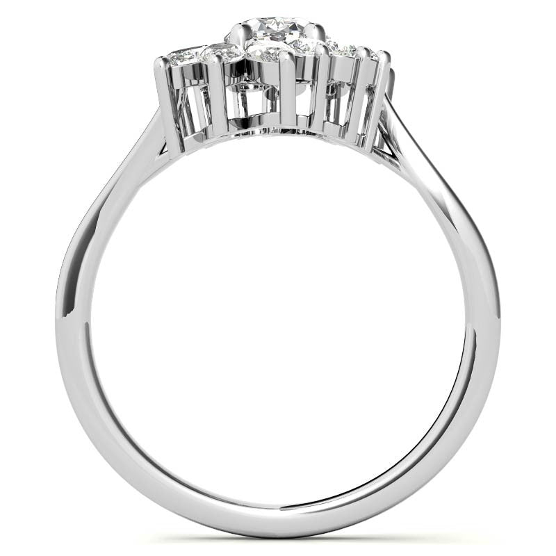 Oval Engagement Ring with Marquise & Round Halo