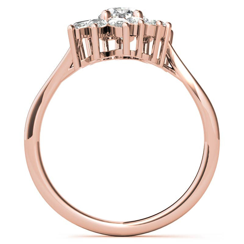 Oval Engagement Ring with Marquise & Round Halo