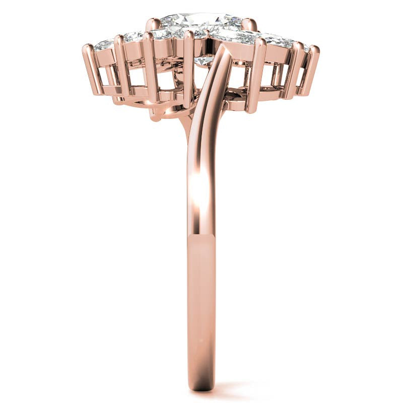Oval Engagement Ring with Marquise & Round Halo