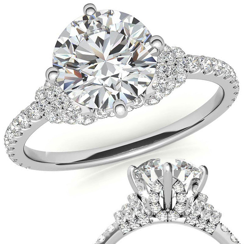 Round Brilliant Kite-Set Designer Inspired Moissanite Engagement Ring