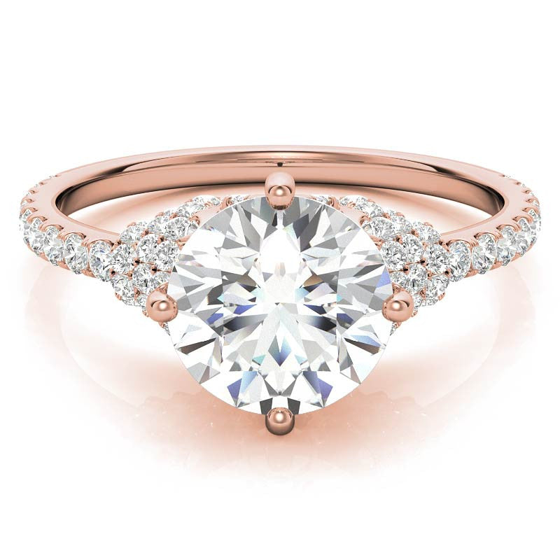 Round Brilliant Kite-Set Designer Inspired Moissanite Engagement Ring