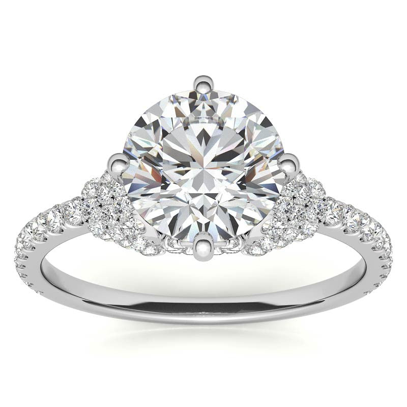 Round Brilliant Kite-Set Designer Inspired Moissanite Engagement Ring