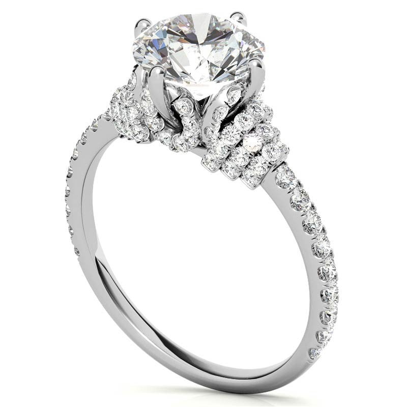 Round Brilliant Kite-Set Designer Inspired Moissanite Engagement Ring