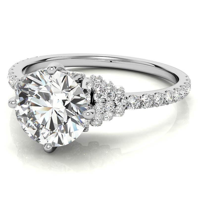 Round Brilliant Kite-Set Designer Inspired Moissanite Engagement Ring