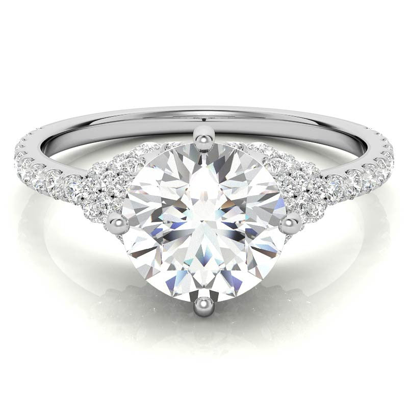Round Brilliant Kite-Set Designer Inspired Moissanite Engagement Ring