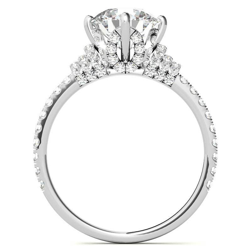 Round Brilliant Kite-Set Designer Inspired Moissanite Engagement Ring
