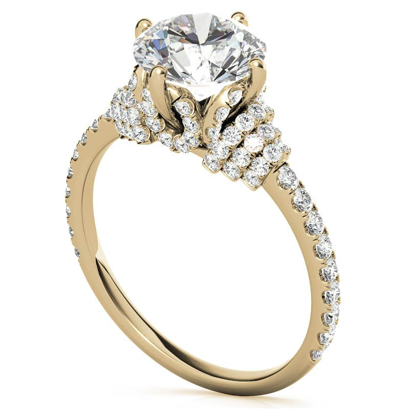 Round Brilliant Kite-Set Designer Inspired Moissanite Engagement Ring