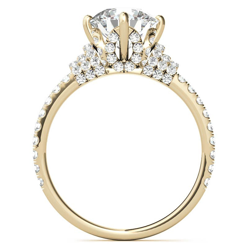 Round Brilliant Kite-Set Designer Inspired Moissanite Engagement Ring