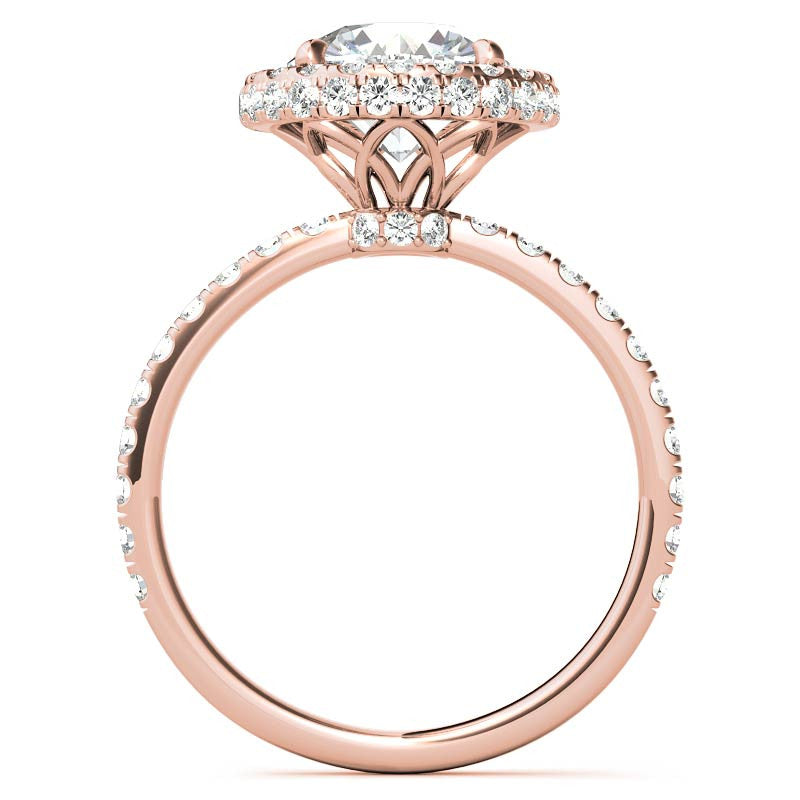 Round Brilliant Encircled Halo Moissanite Engagement Ring