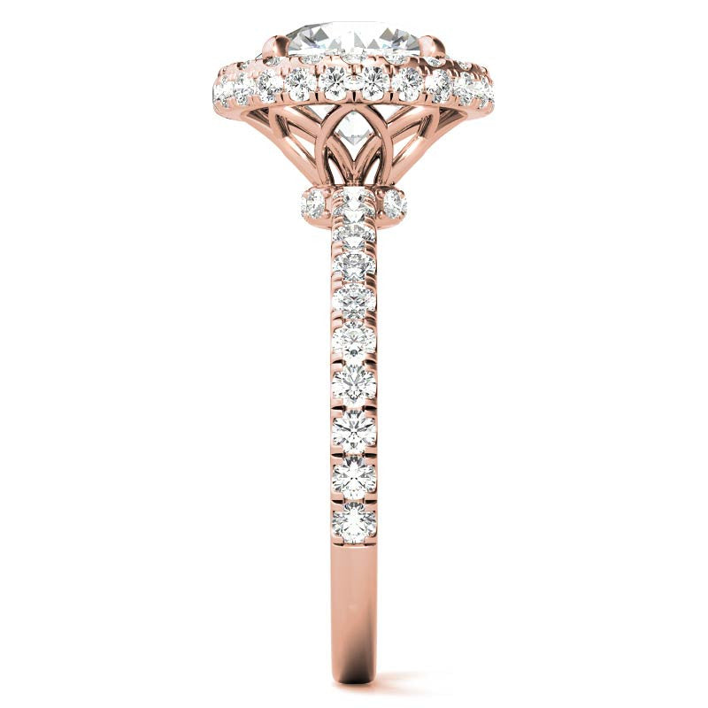Round Brilliant Encircled Halo Moissanite Engagement Ring