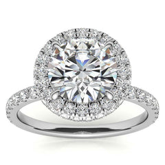 Round Brilliant Encircled Halo Moissanite Engagement Ring