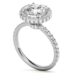 Round Brilliant Encircled Halo Moissanite Engagement Ring