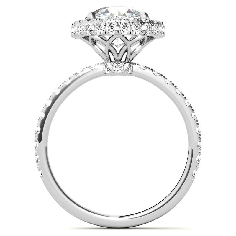 Round Brilliant Encircled Halo Moissanite Engagement Ring