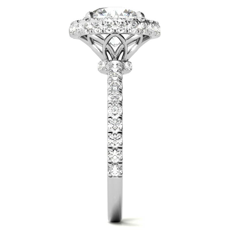 Round Brilliant Encircled Halo Moissanite Engagement Ring