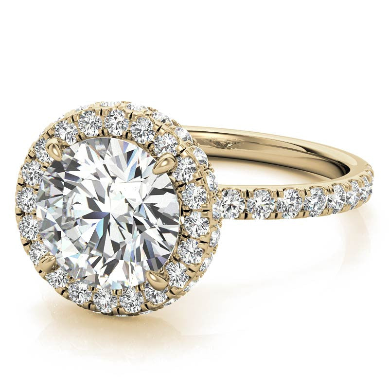 Round Brilliant Encircled Halo Moissanite Engagement Ring