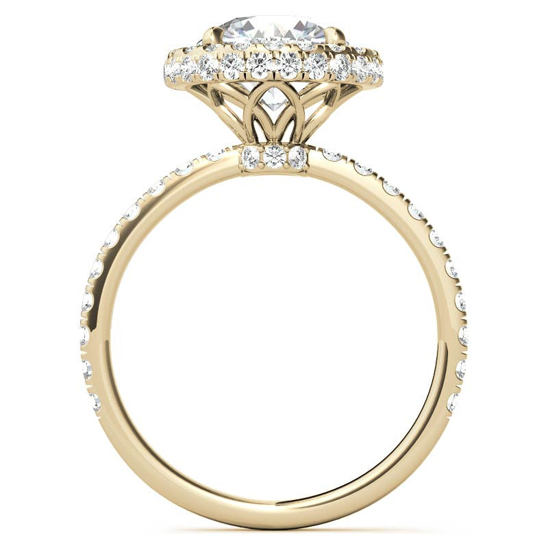 Round Brilliant Encircled Halo Moissanite Engagement Ring