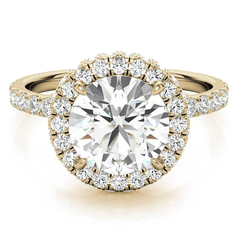 Round Brilliant Encircled Halo Moissanite Engagement Ring