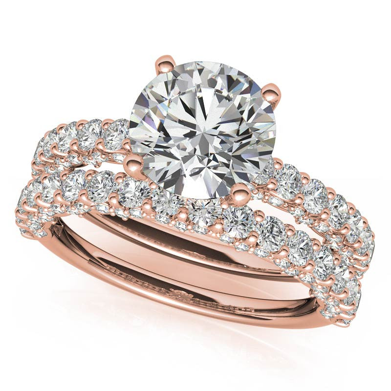 3-Sided Pave Style Fancy Moissanite Engagement Ring
