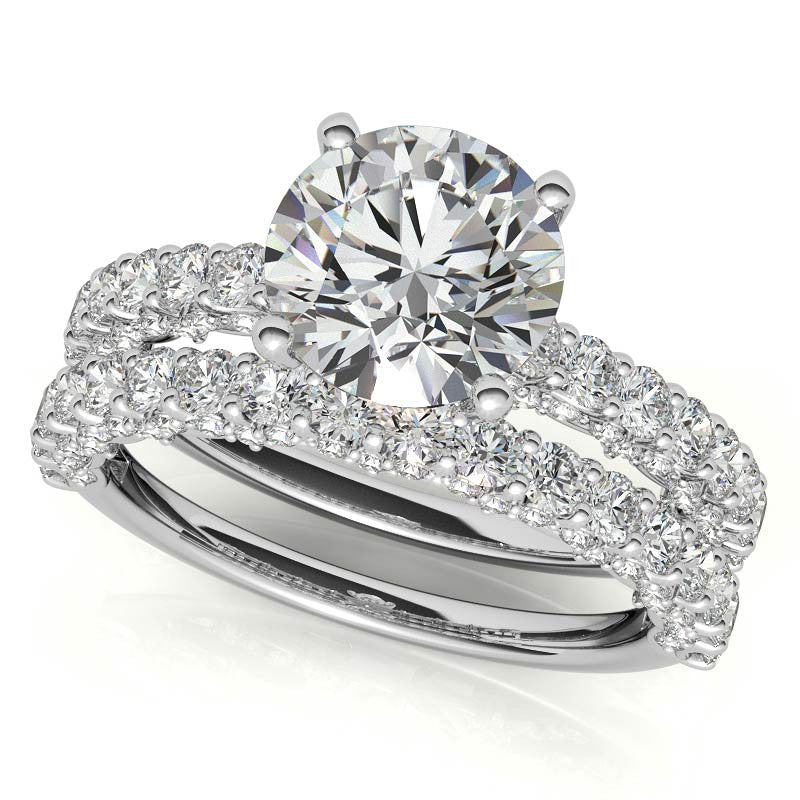 3-Sided Pave Style Fancy Moissanite Engagement Ring