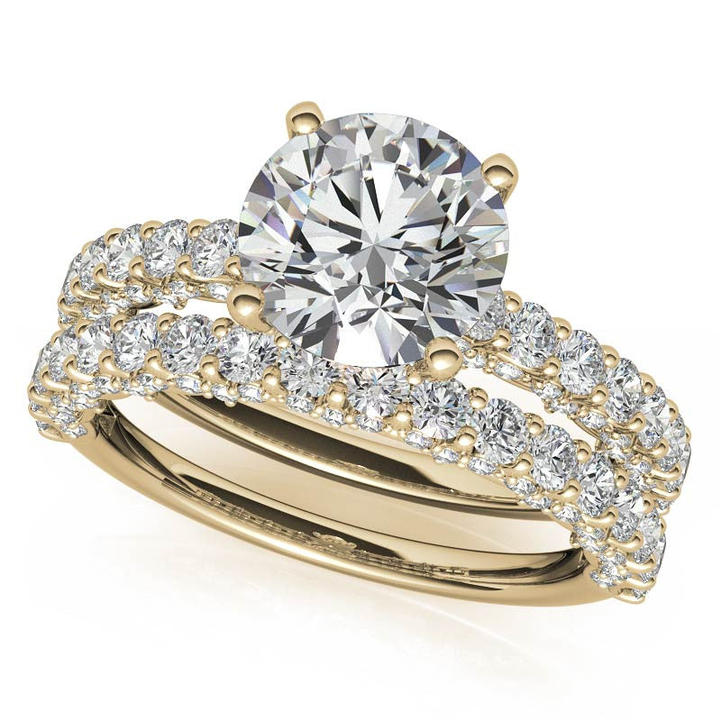 3-Sided Pave Style Fancy Moissanite Engagement Ring