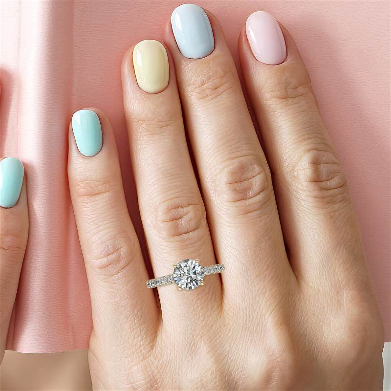 3-Sided Pave Style Fancy Moissanite Engagement Ring