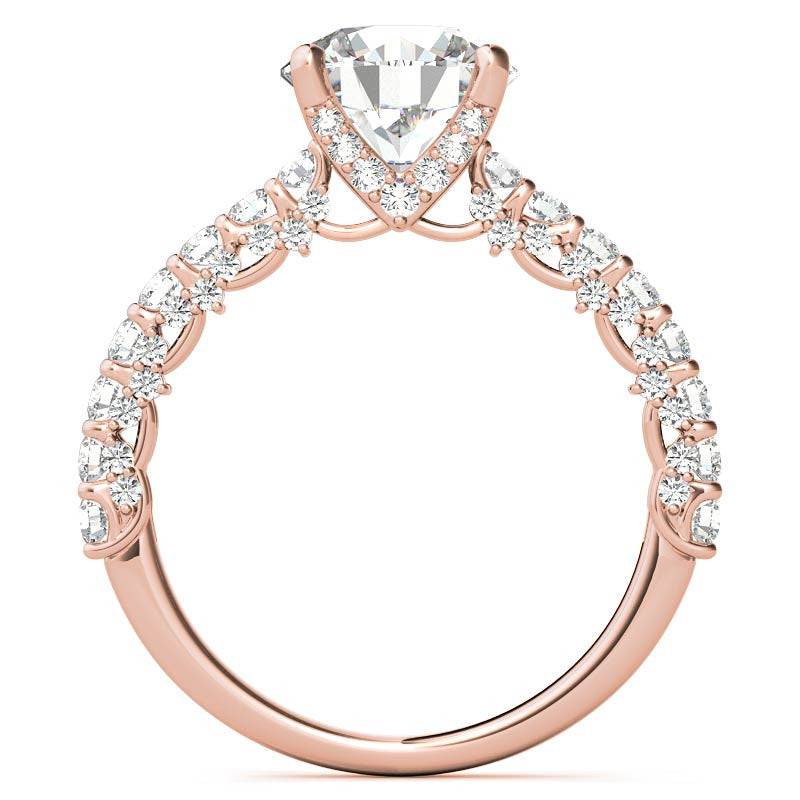 3-Sided Pave Style Fancy Moissanite Engagement Ring