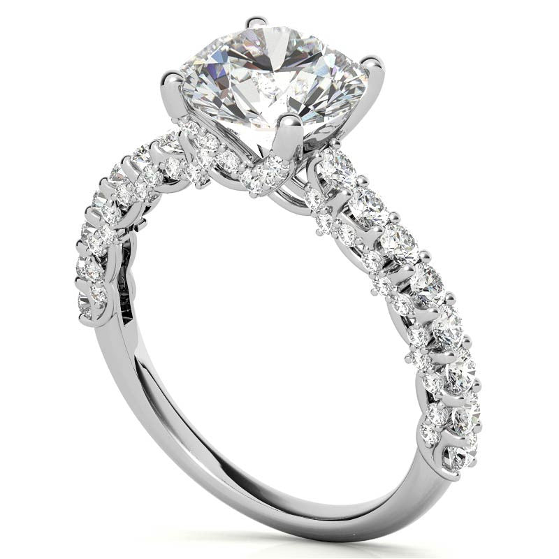3-Sided Pave Style Fancy Moissanite Engagement Ring