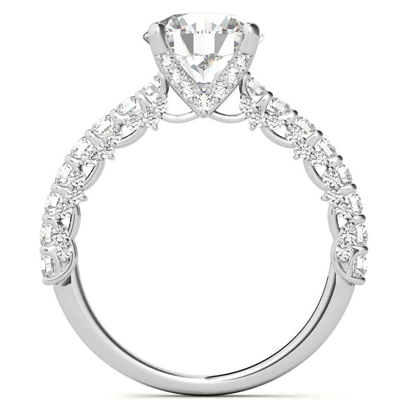 3-Sided Pave Style Fancy Moissanite Engagement Ring