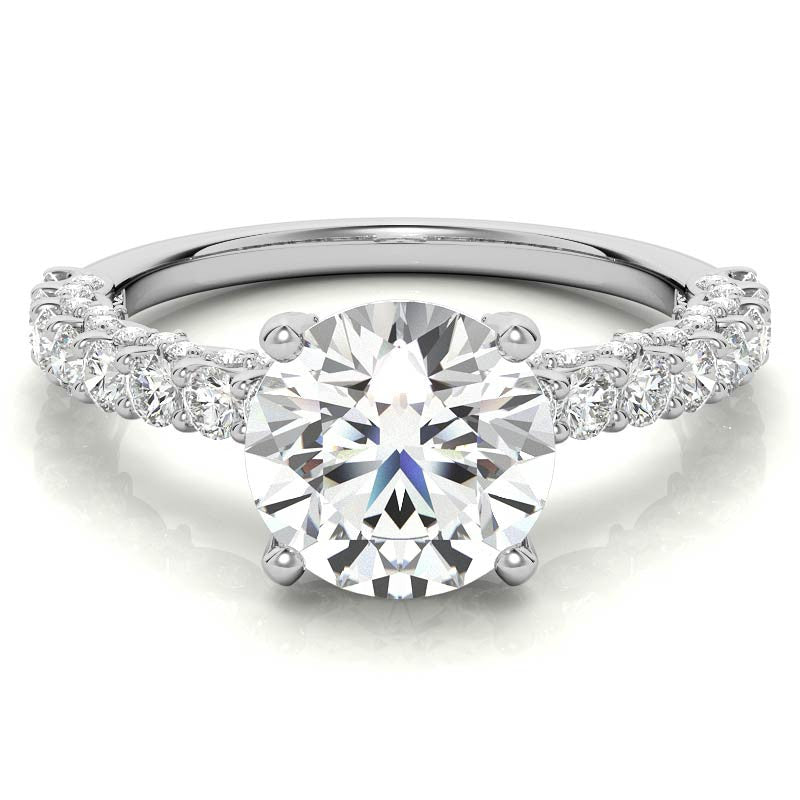 3-Sided Pave Style Fancy Moissanite Engagement Ring