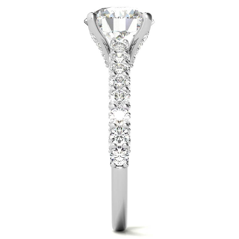 3-Sided Pave Style Fancy Moissanite Engagement Ring