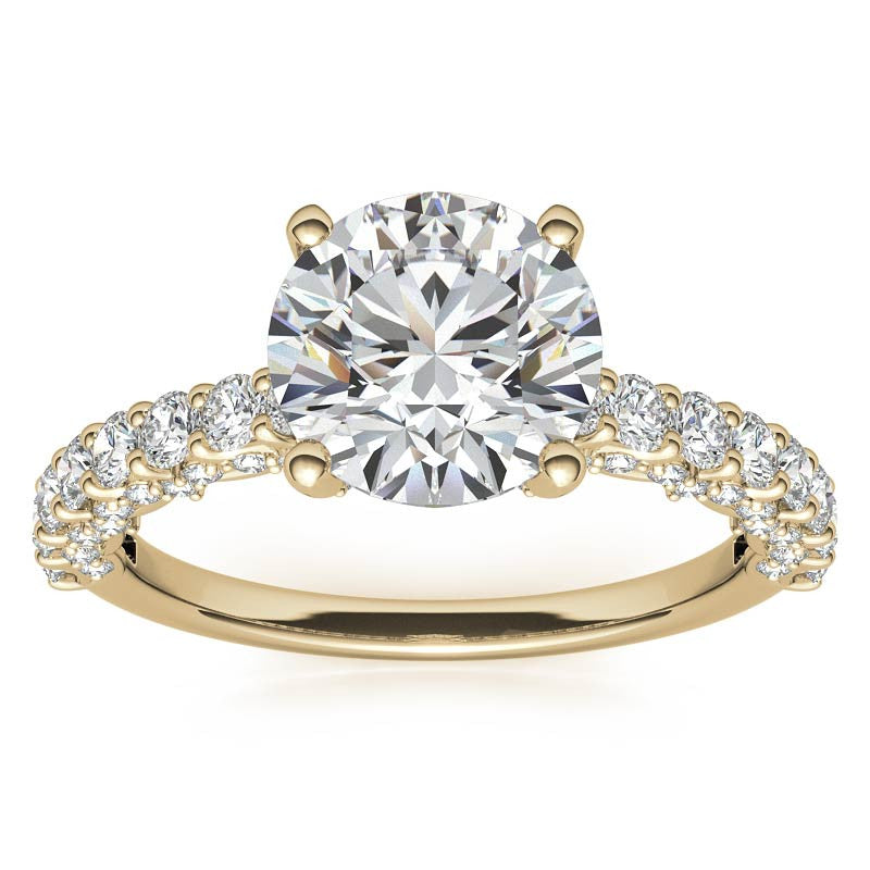 3-Sided Pave Style Fancy Moissanite Engagement Ring