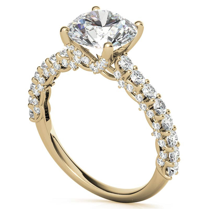 3-Sided Pave Style Fancy Moissanite Engagement Ring