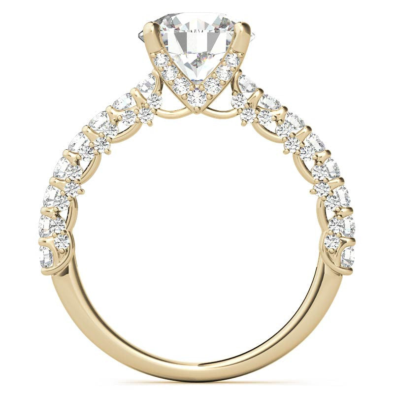 3-Sided Pave Style Fancy Moissanite Engagement Ring
