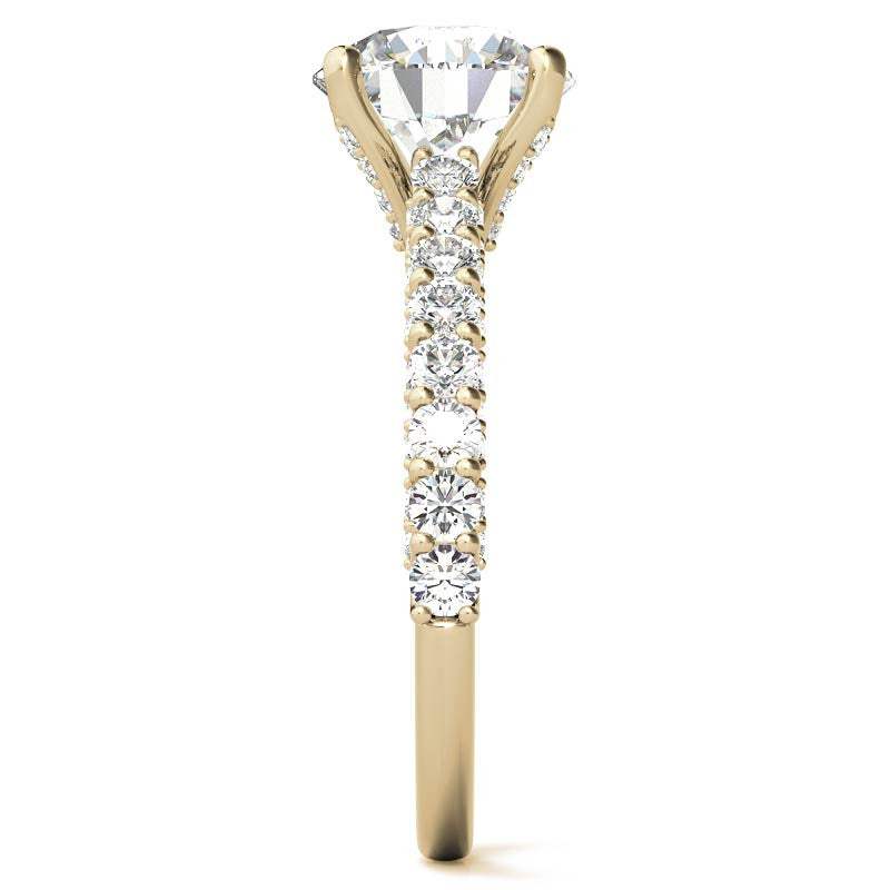 3-Sided Pave Style Fancy Moissanite Engagement Ring