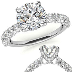 3-Sided Pave Style Fancy Moissanite Engagement Ring