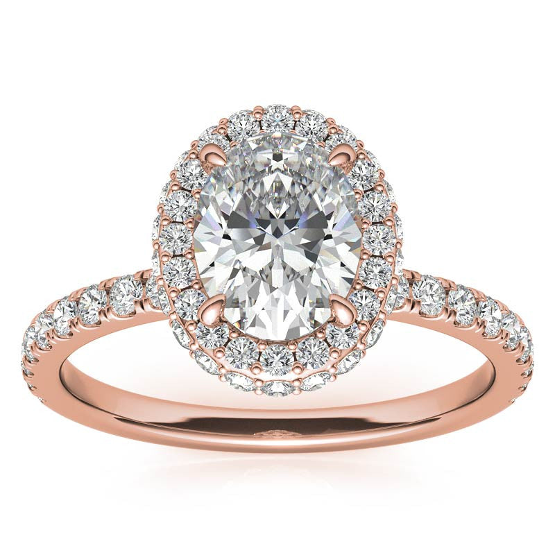 Oval Halo Petite Collar Moissanite Engagement Ring